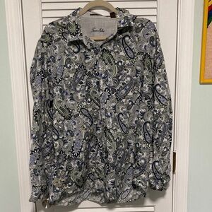 Tasso Elba Men's Casual Paisley Shirt - Blue, Green, and White